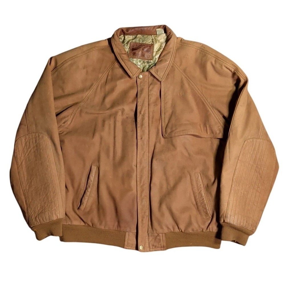 Vintage Marlboro Adventure Leather Bomber Jacket Mens Size L Team Map Lining